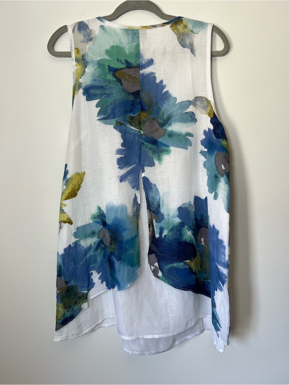 Habitat 2 Piece Button-Front Shirt & Tank Watercolor Floral Spring Linen Blend - Picture 15 of 16